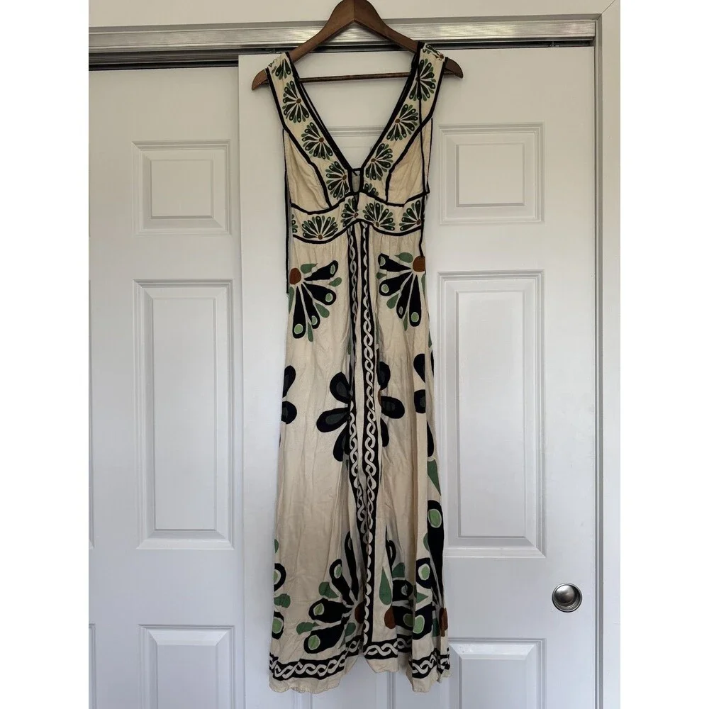 Farm Rio Womens Green M Sleeveless Beach Summer Maxi Florejo Dress Everyday - Picture 3 of 8